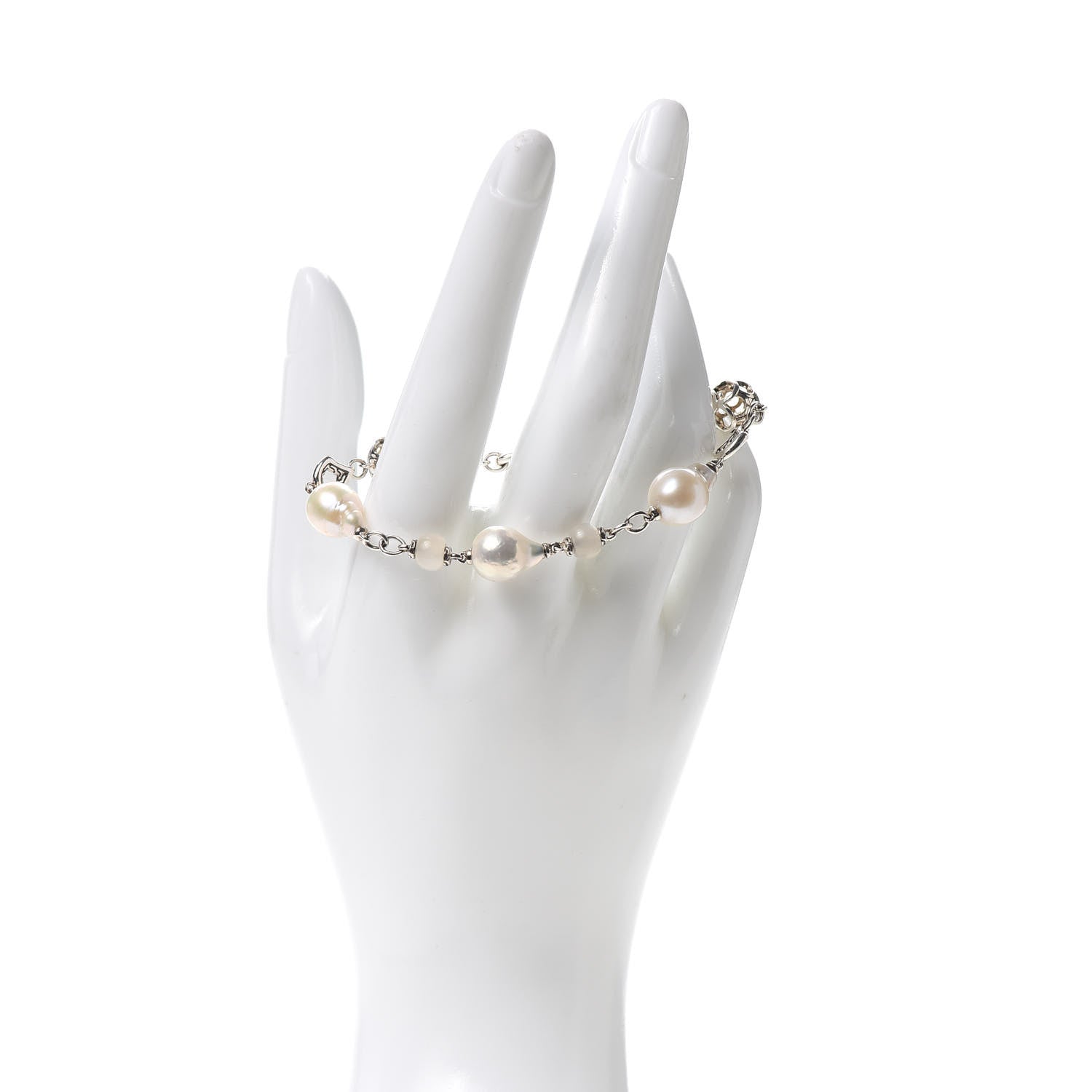 John Hardy Sterling Silver 18K Yellow Gold Pearl Moonstone Ruby Naga Dragon Bracelet 2 of 5