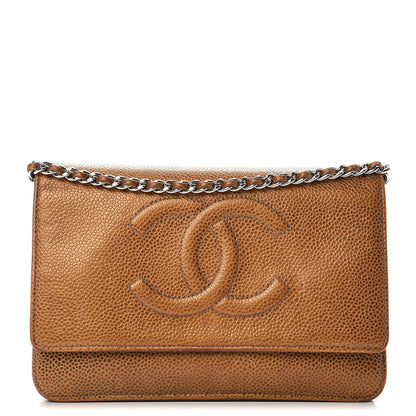 Chanel Metallic Caviar Timeless CC Wallet on Chain WOC Bronze 1 of 15