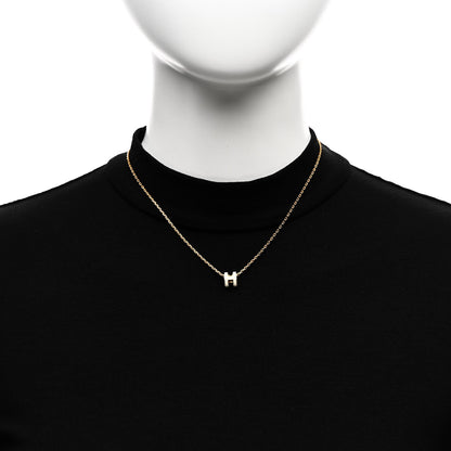 Hermes Lacquered Gold Mini Pop H Pendant Necklace White 2 of 8