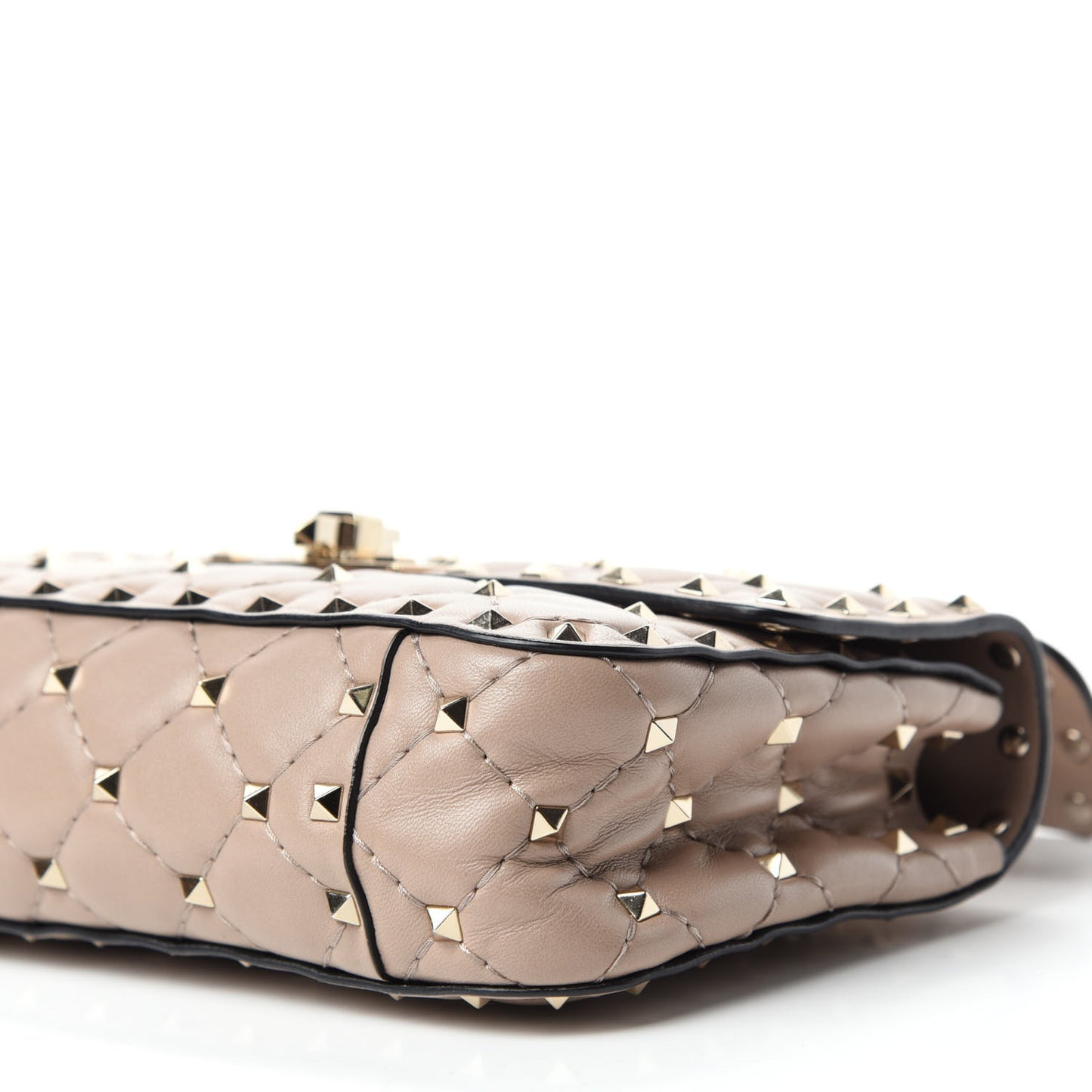 Nappa Small Rockstud Spike Shoulder Bag Poudre