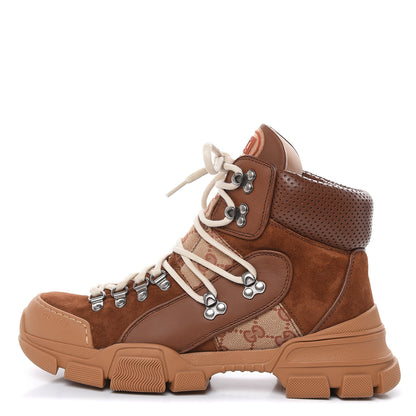 Gucci X SEGA Suede Calfskin GG Monogram Womens Flashtrek High-Top Sneakers 40 New Cuir Beige Ruggine 1 of 8