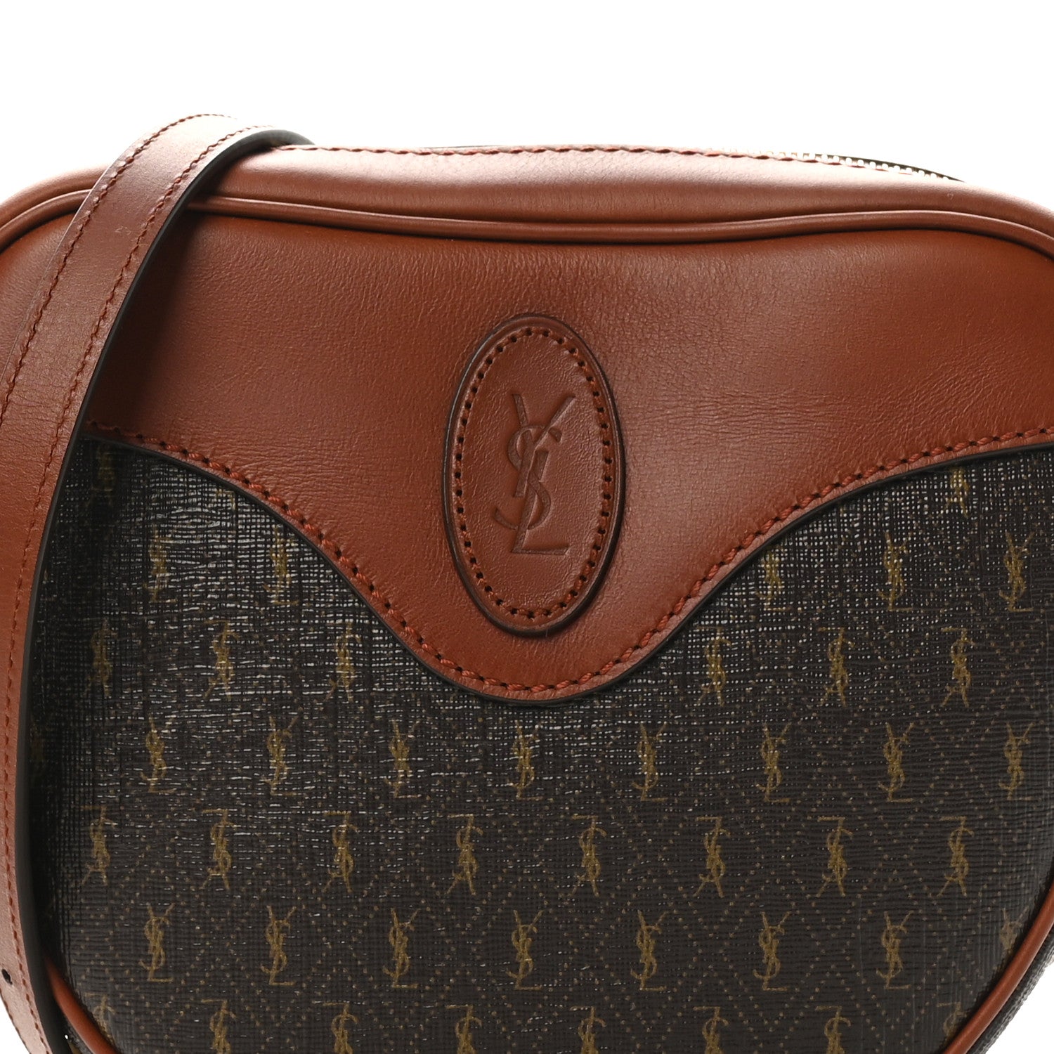 Saint Laurent Canvas Smooth Calfskin Le Monogramme Coeur Crossbody Chestnut 8 of 10