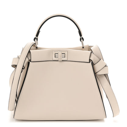Fendi Vitello Seta Suede FF Mini Peekaboo Iconic Satchel Uovo Sigaro Marrone 1 of 10