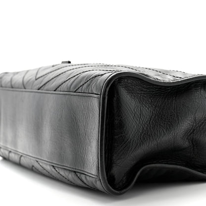 Saint Laurent Crinkled Calfskin Matelasse Monogram Large Niki Shopper Tote Black 9 of 12