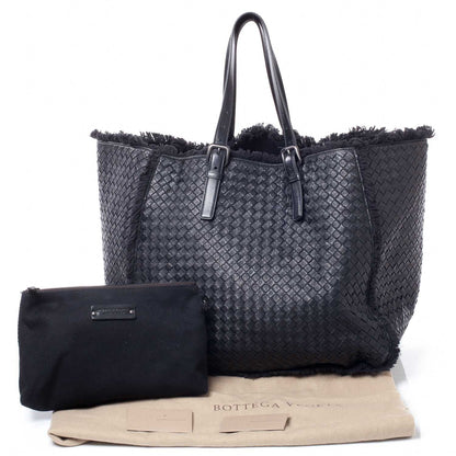 Bottega Veneta Nappa Intrecciato Canvas Fringe Maltinto Tote Nero Black 9 of 9