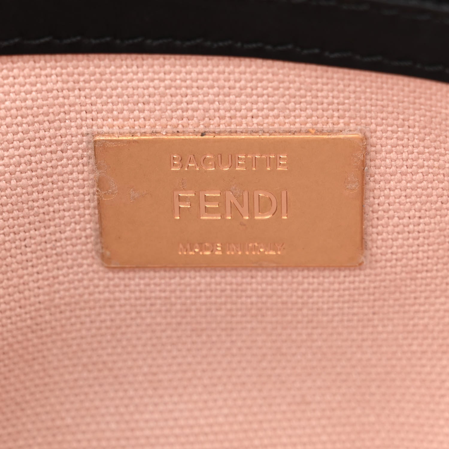Fendi Canvas Vitello King FF Embroidered Baguette Rosa Quarzo Black 6 of 11