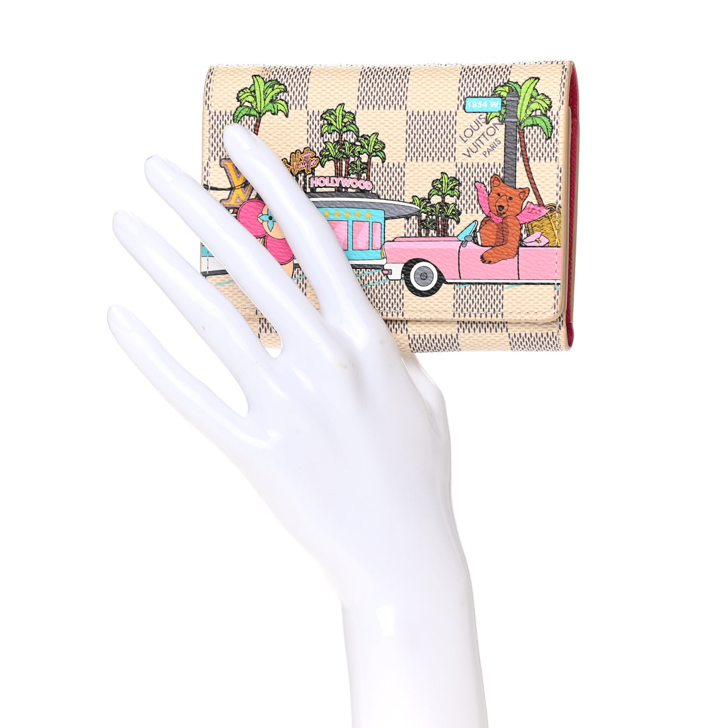 Damier Azur 2021 Christmas Animation Hollywood Victorine Wallet Fuchsia
