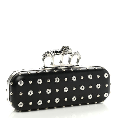 Alexander McQueen Nappa Studded Skull Knuckle Box Clutch Black 3 of 7