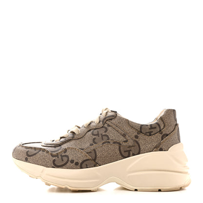 Gucci Maxi GG Supreme Monogram Gucci 100 Womens Rhyton Sneakers 37 Beige Ebony 1 of 13