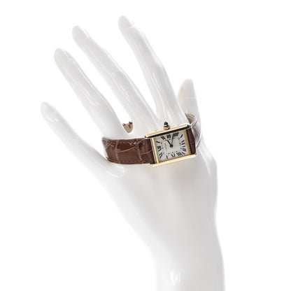 Cartier 18K Yellow Gold Alligator 22mm Tank Louis Quartz Watch Brown 2 of 8
