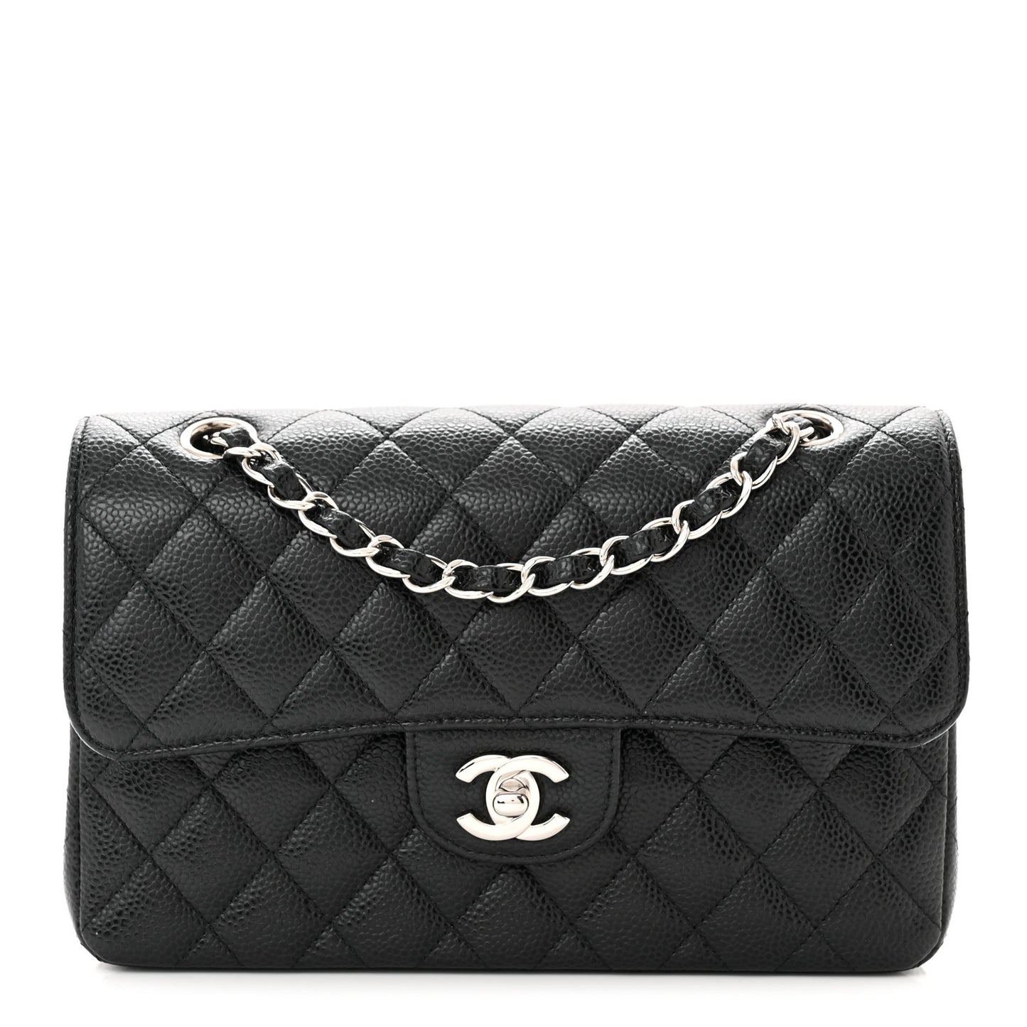 Caviar Quilted Small Double Flap Black