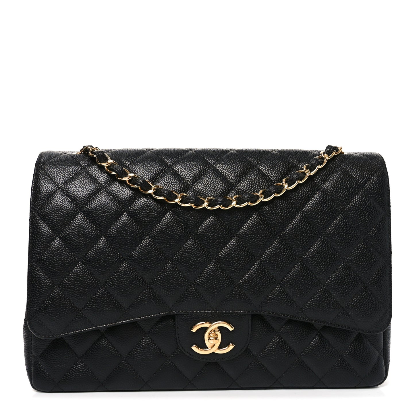 Caviar Quilted Maxi Double Flap Black