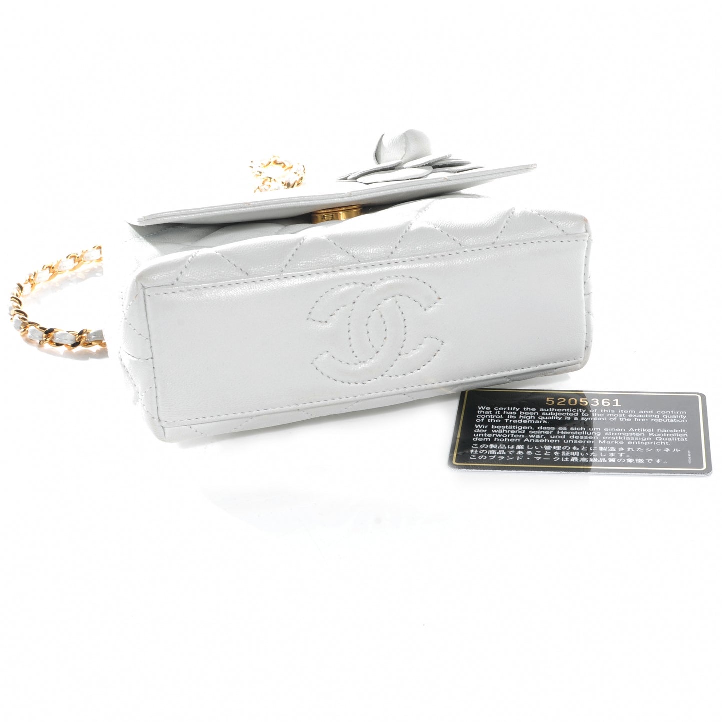 Lambskin Camellia Mini Flap White