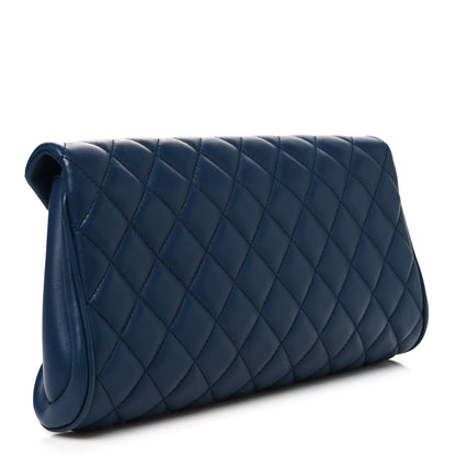 Chanel Lambskin Quilted Fold Up Again Clutch Dark Blue 3 of 7