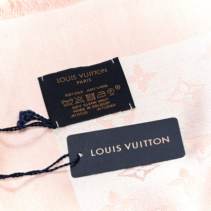 Louis Vuitton Silk Wool Monogram Denim Shawl Rose 5 of 8