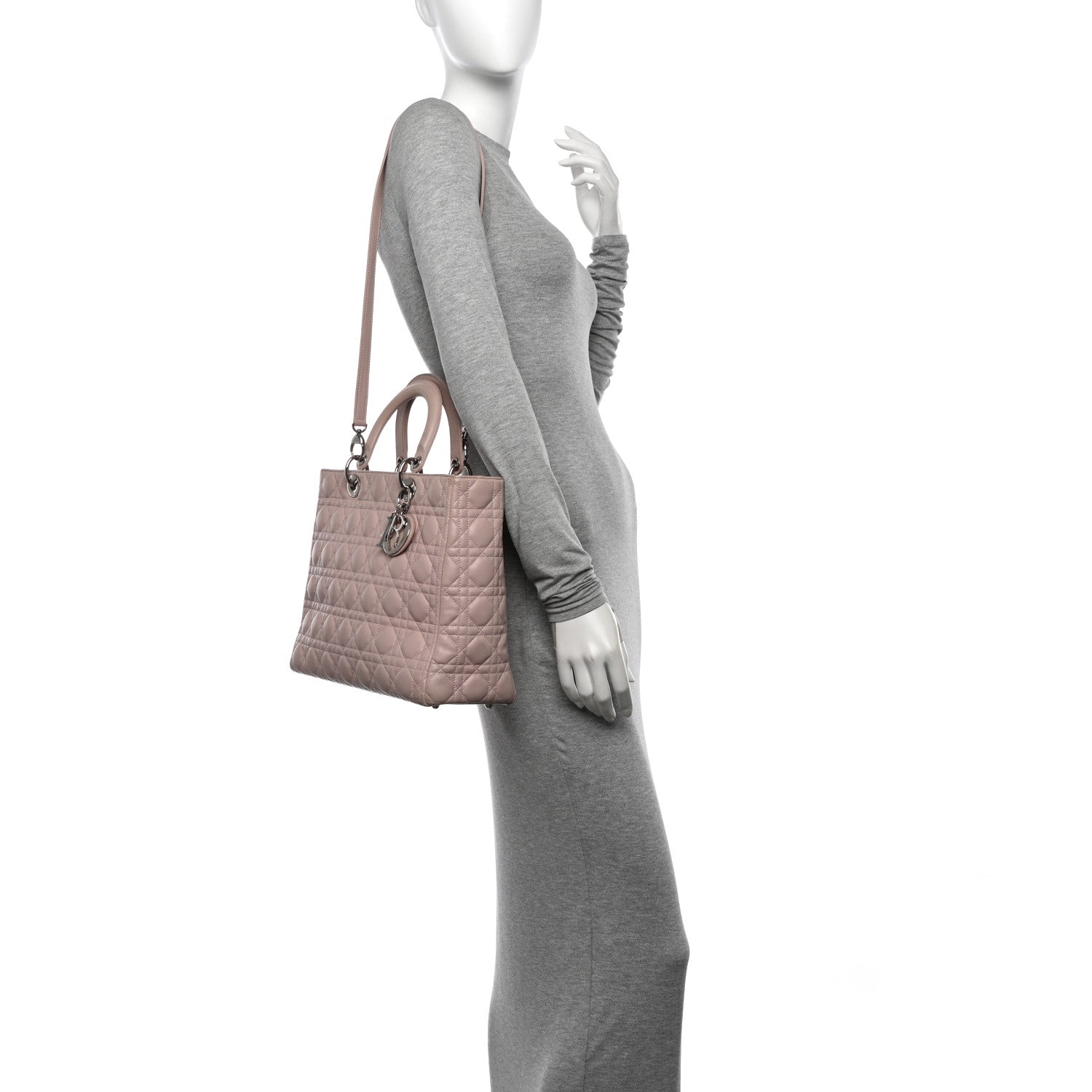 Christian Dior Lambskin Cannage Large Lady Dior Light Pink 2 of 12