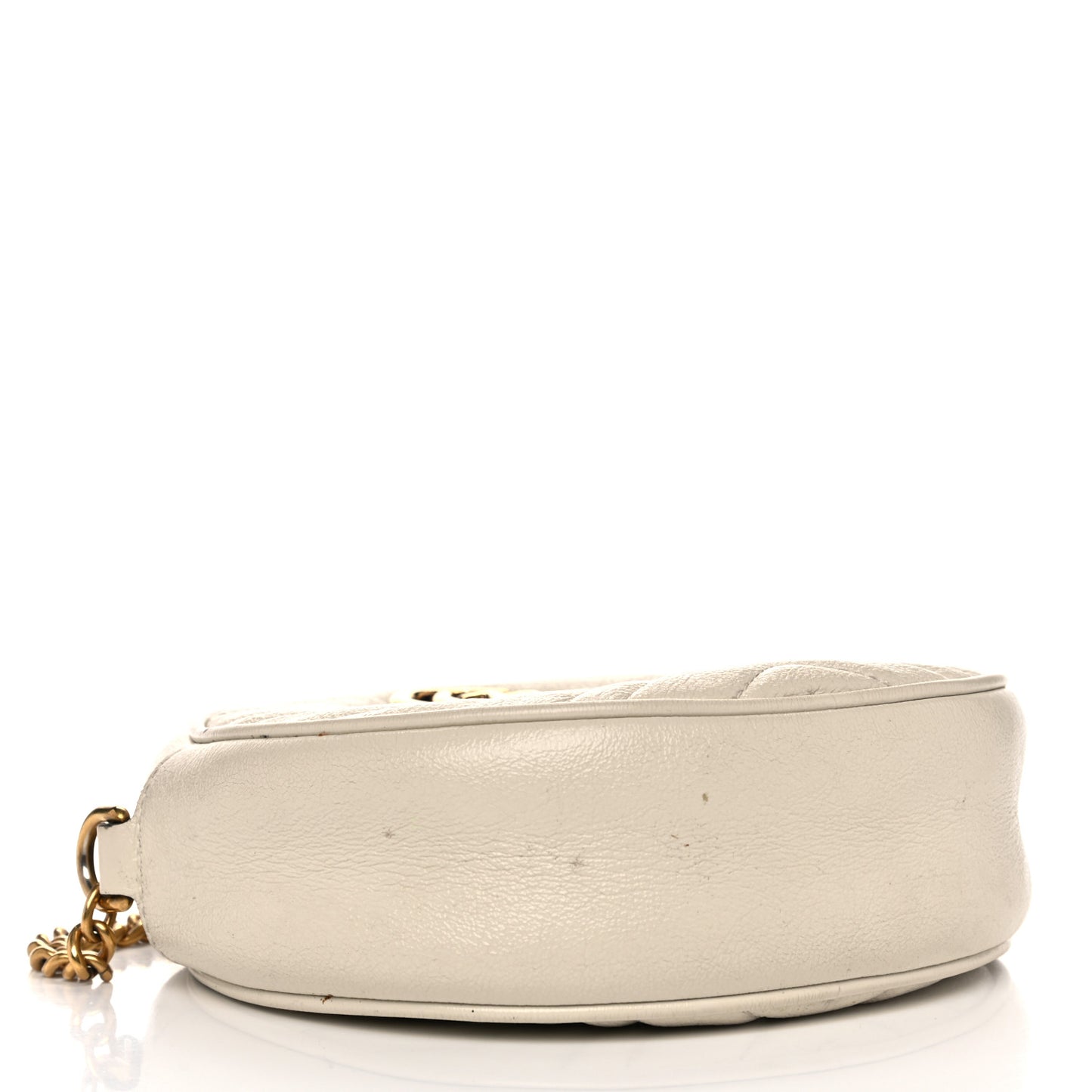 Calfskin Matelasse Mini GG Marmont Round Shoulder Bag White