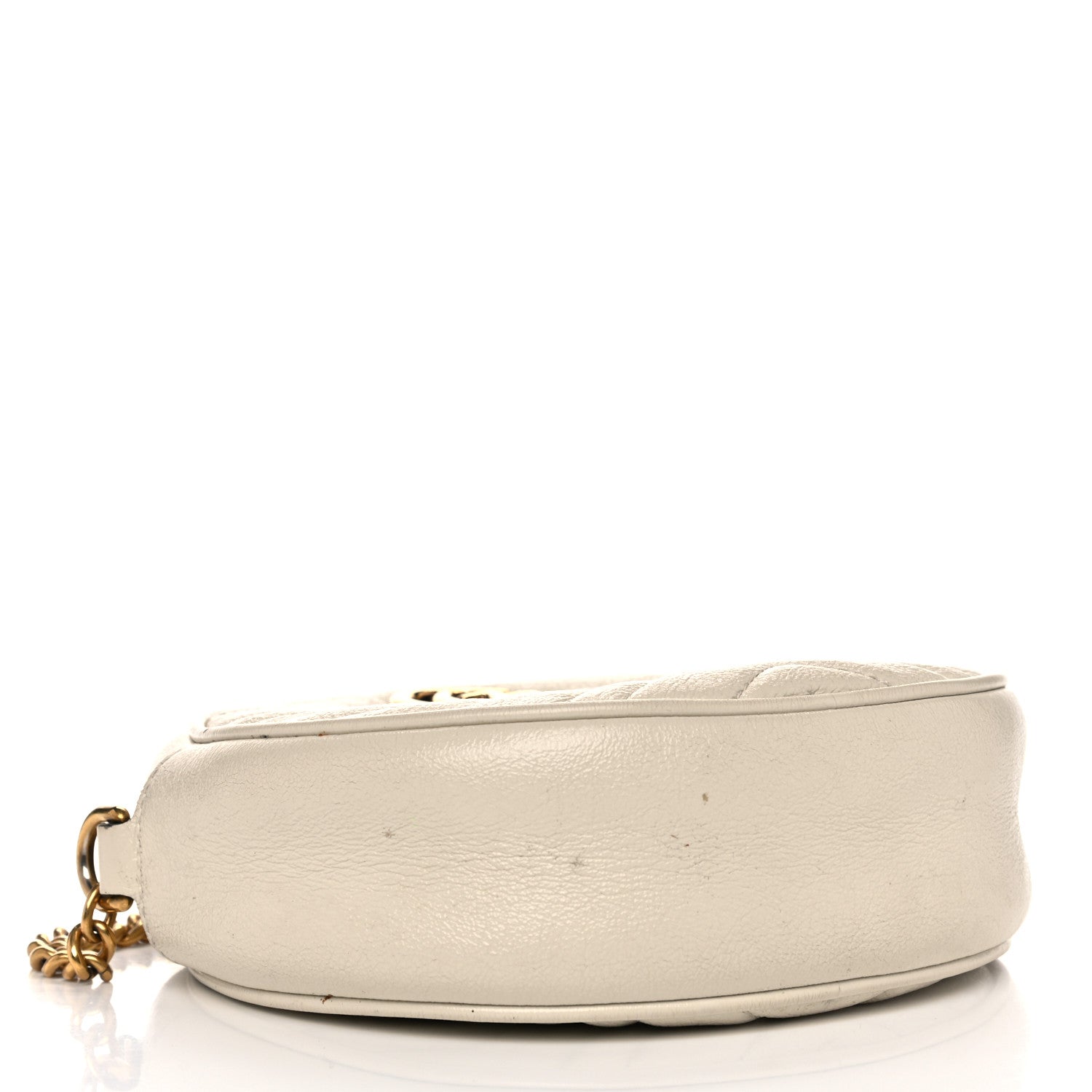 Gucci Calfskin Matelasse Mini GG Marmont Round Shoulder Bag White 4 of 21