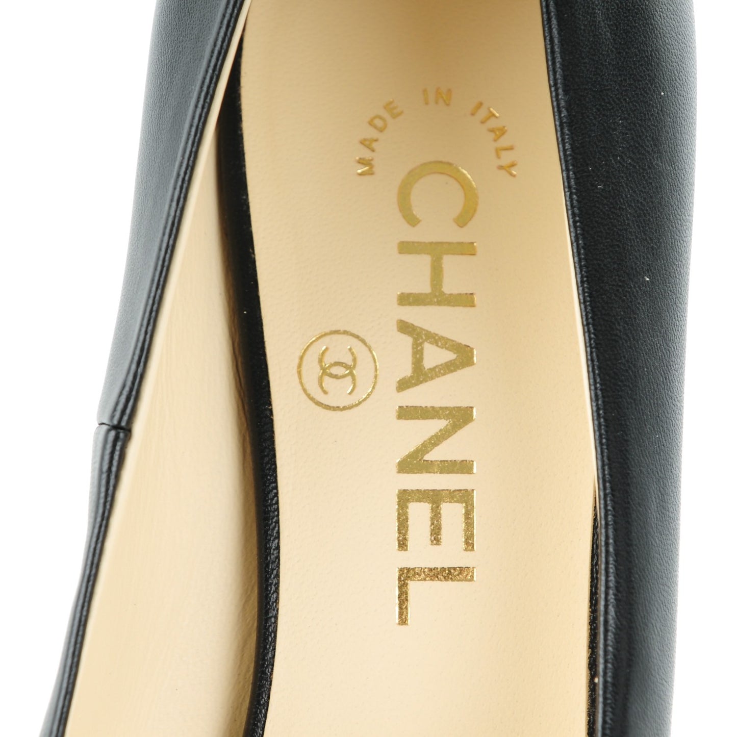 Lambskin Peep Toe CC Pumps 38 Black