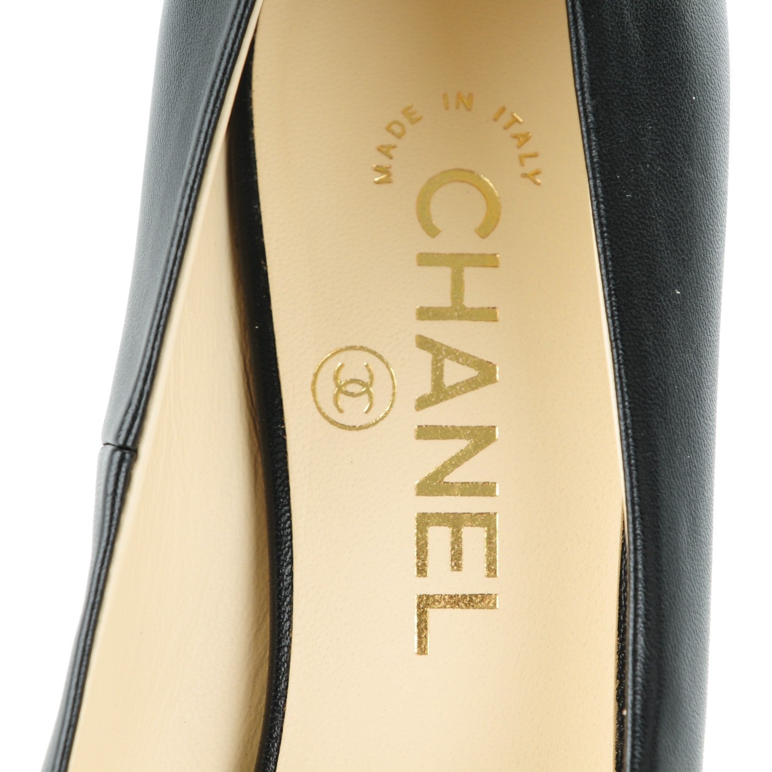 Chanel Lambskin Peep Toe CC Pumps 38 Black 7 of 7