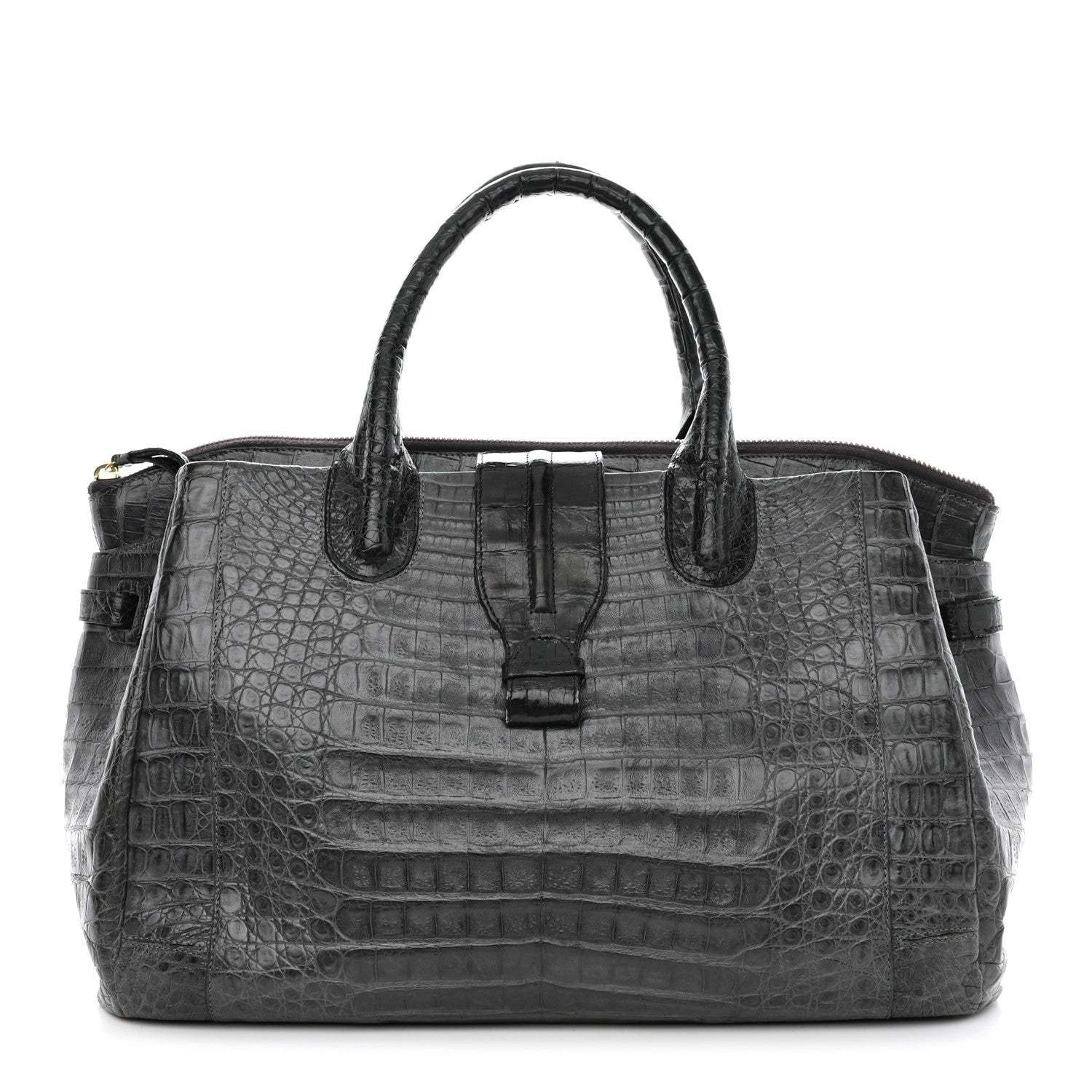 Nancy Gonzalez Crocodile Top Handle Satchel Dark Grey 1 of 13