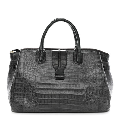 Nancy Gonzalez Crocodile Top Handle Satchel Dark Grey 1 of 13