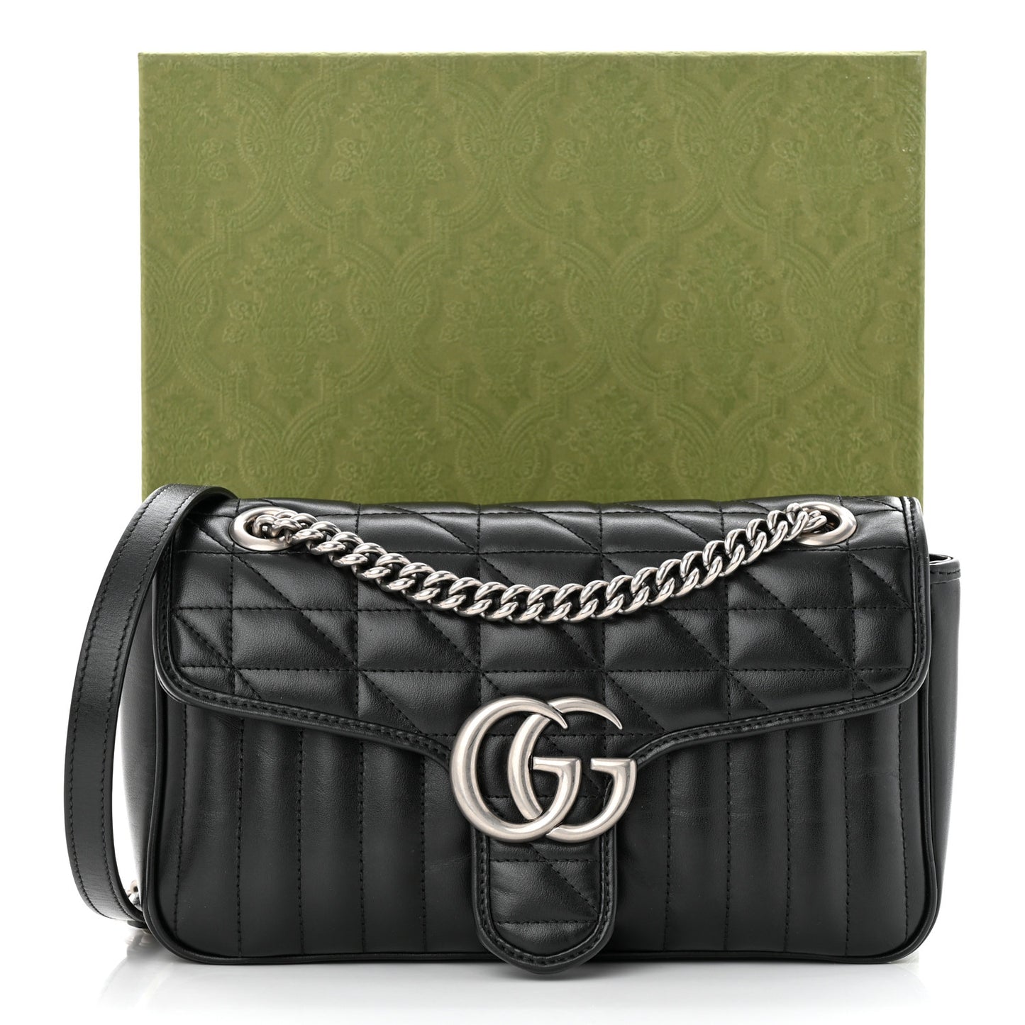 Calfskin Matelasse Aria Small GG Marmont Shoulder Bag Black
