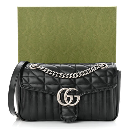 Gucci Calfskin Matelasse Aria Small GG Marmont Shoulder Bag Black 11 of 11