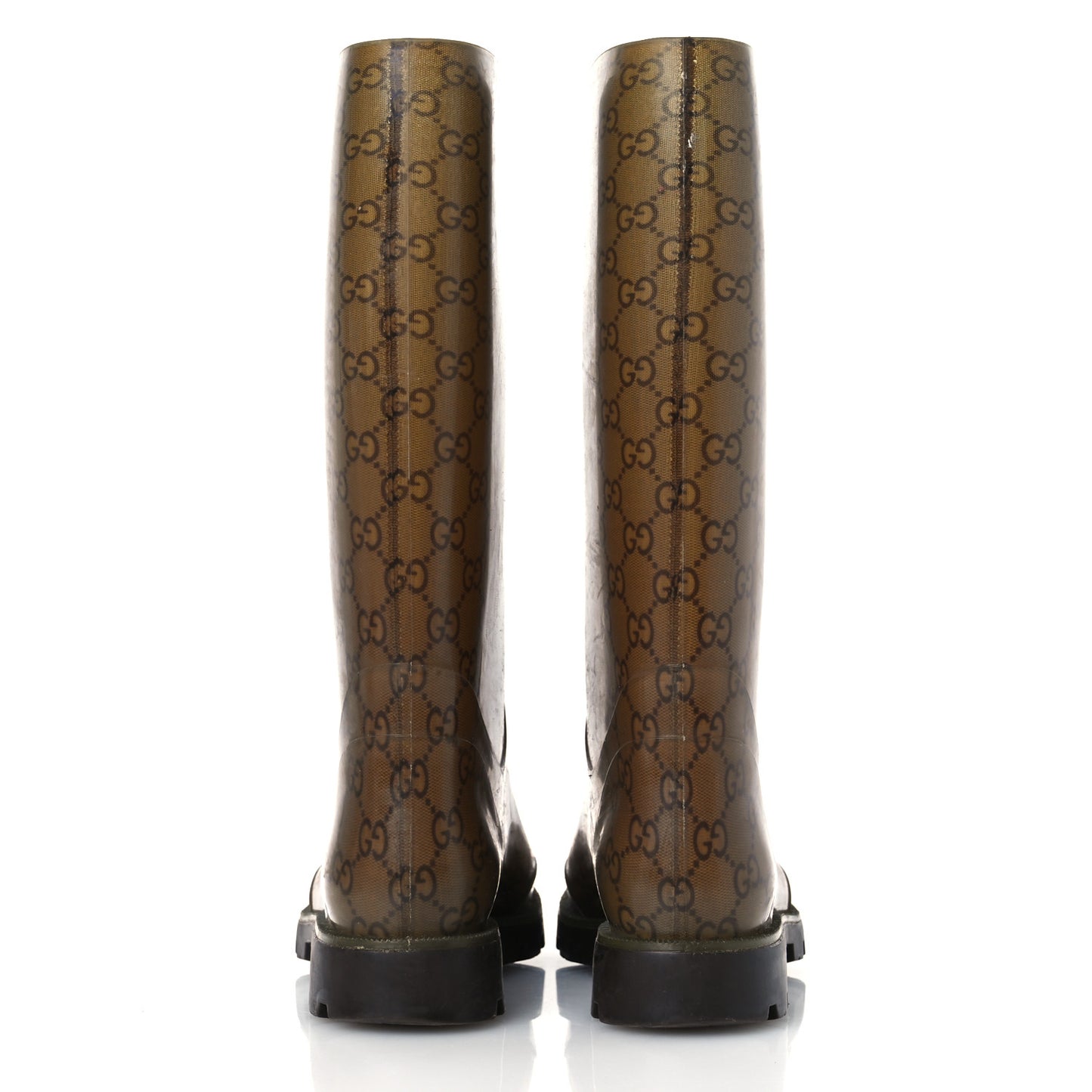 Rubber Monogram Edinburg Rain Boots 37 Transparent Cocoa