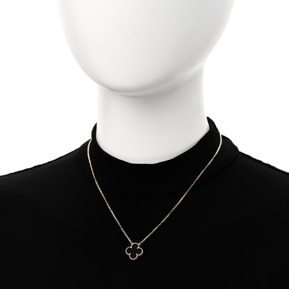 Van Cleef & Arpels 18K Yellow Gold Black Onyx Vintage Alhambra Pendant Necklace 2 of 6