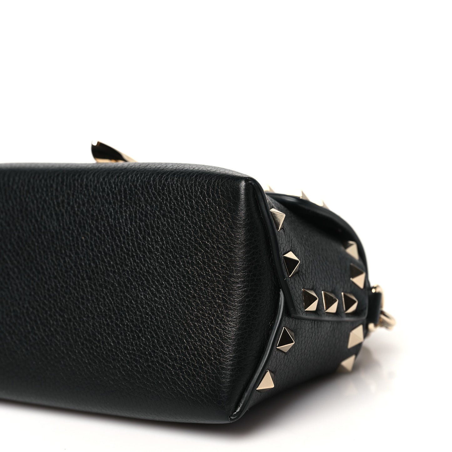 Pebbled Calfskin Mini Rockstud Crossbody Bag Black