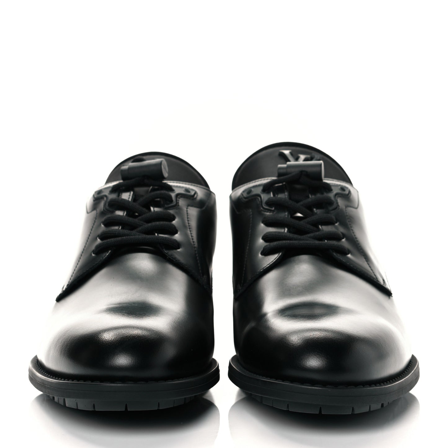 Calfskin Mens Derby LV Harness Shoes 7.5 Black