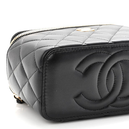 Chanel Lambskin Quilted Metal Small Top Handle Vanity Case With Chain Black 17 of 19