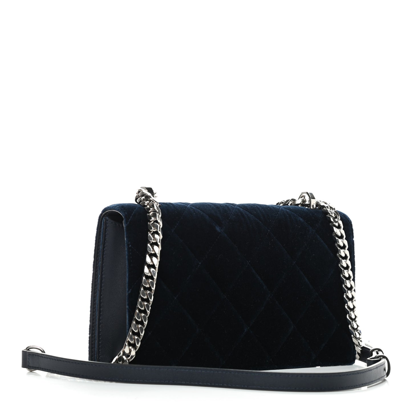 Velvet Quilted Knuckle Duster Shoulder Bag Oltremare Night Blue