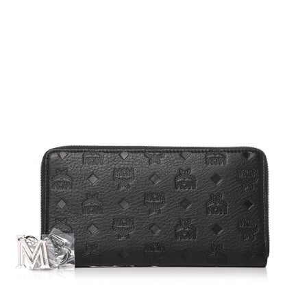 MCM Calfskin Ottomar Monogram Klara Zip Wallet Black 1 of 8