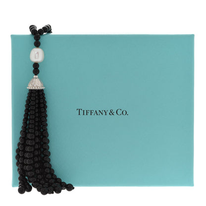 Tiffany Sterling Silver Black Onyx Freshwater Pearl Ziegfeld Tassel Necklace 6 of 6