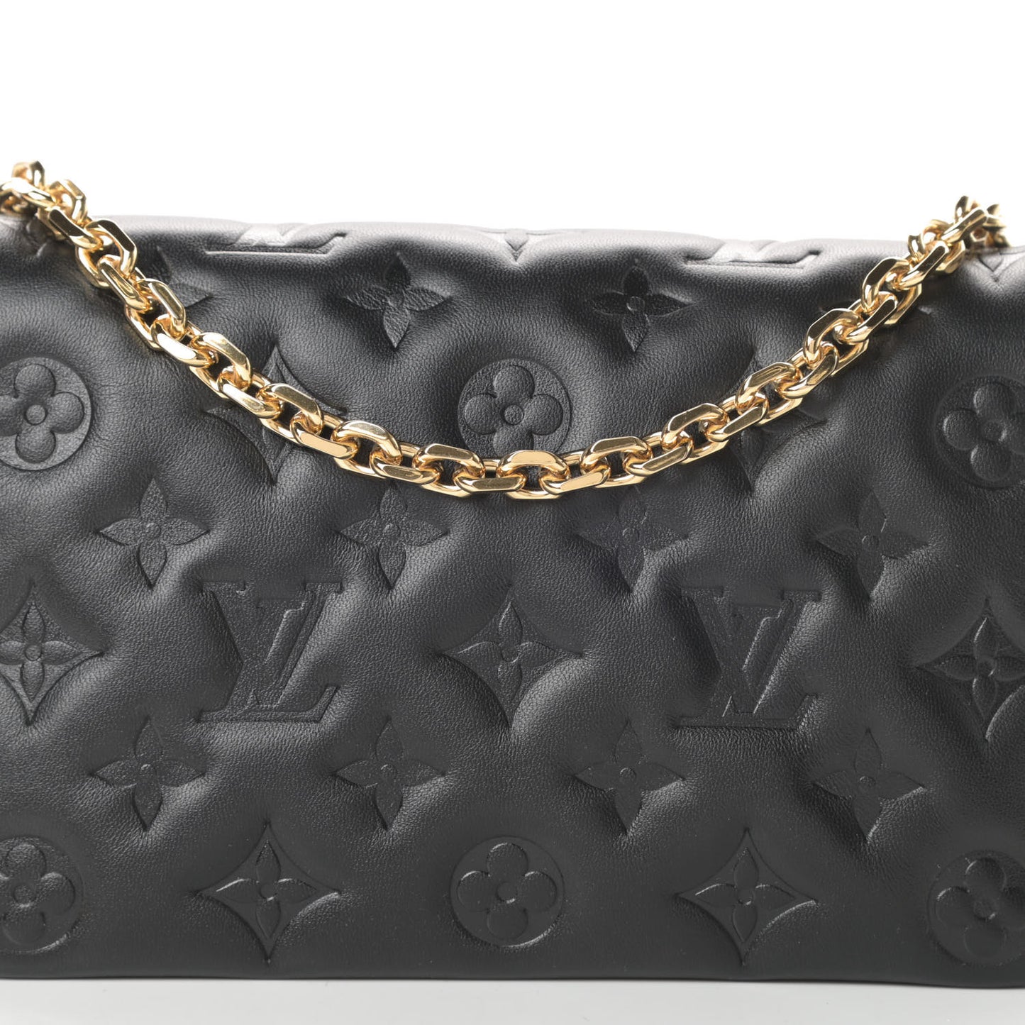 Lambskin Embossed Monogram Pochette Coussin Black