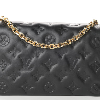 Louis Vuitton Lambskin Embossed Monogram Pochette Coussin Black 7 of 10