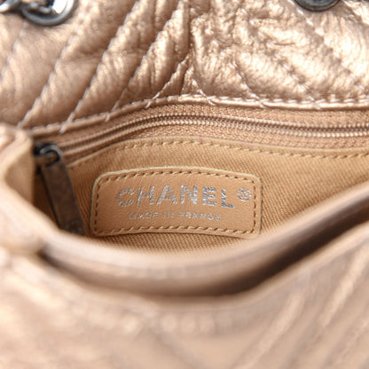 Chanel Metallic Aged Calfskin Chevron Small Bubble CC Flap Gold 9 of 11