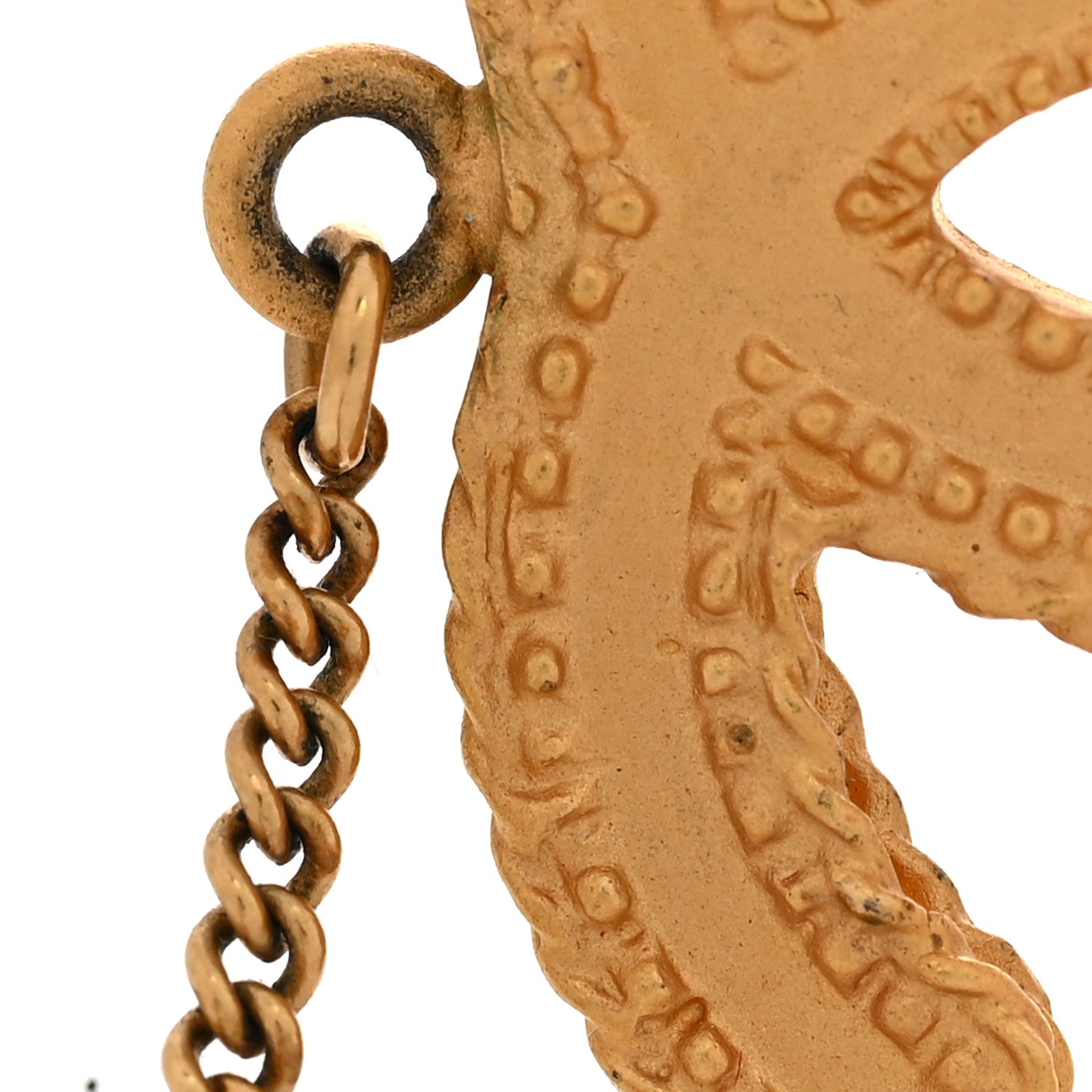 Chanel CC Drop Earrings Matte Gold 5 of 5