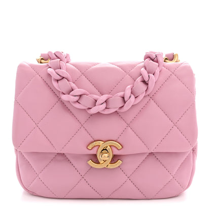 Chanel Lambskin Quilted Mini Lacquered Chain Flap Pink 1 of 10