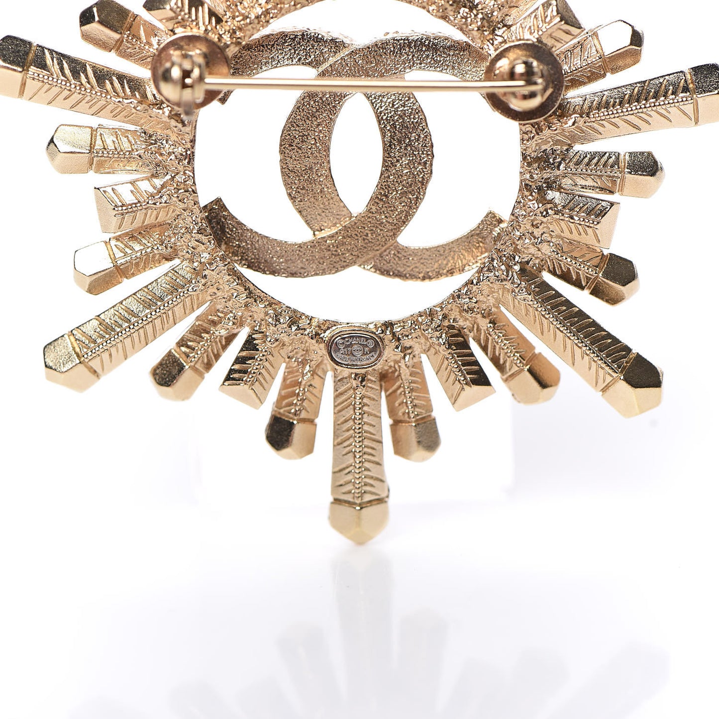 Crystal Baguette CC Brooch Light Gold