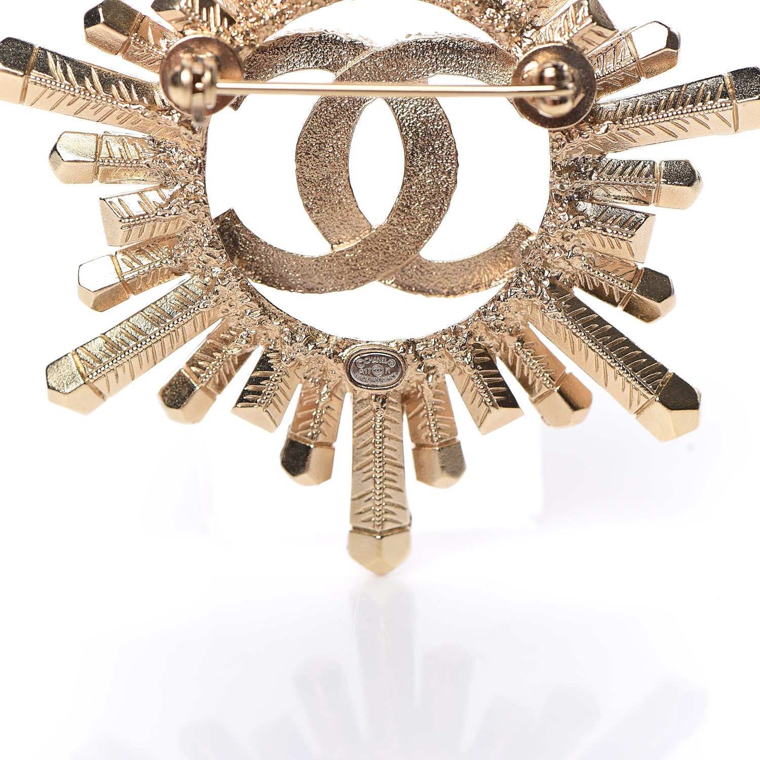 Chanel Crystal Baguette CC Brooch Light Gold 4 of 5