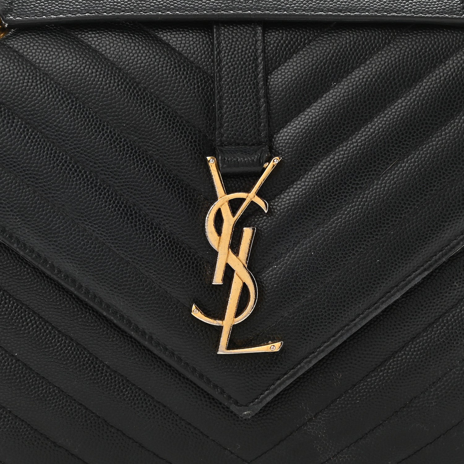 Saint Laurent Grain De Poudre Matelasse Chevron Medium Monogram Satchel Black 9 of 19