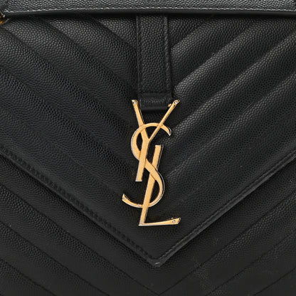 Saint Laurent Grain De Poudre Matelasse Chevron Medium Monogram Satchel Black 9 of 19