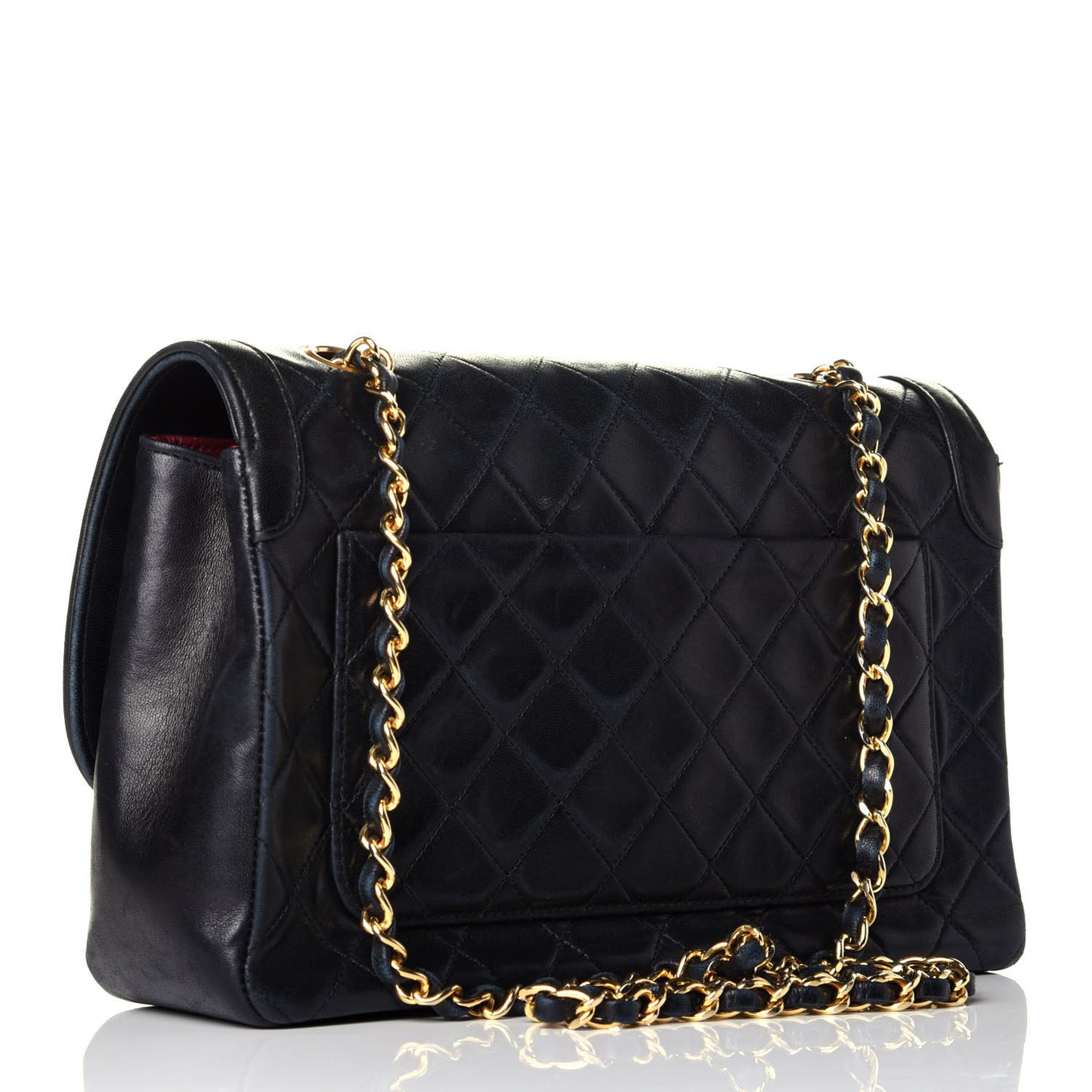 Lambskin Quilted Medium Single Flap Black