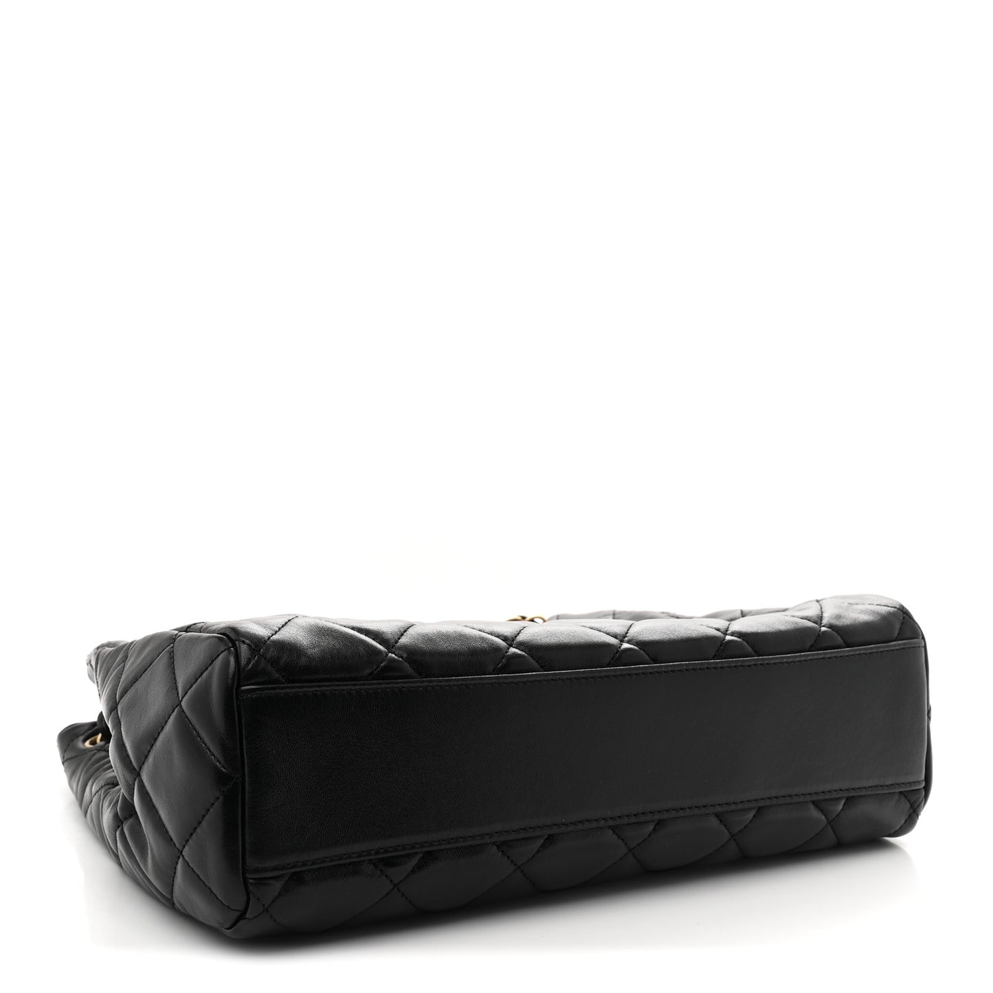 Shiny Calfskin Quilted Fancy Jewel Tote Bag Black