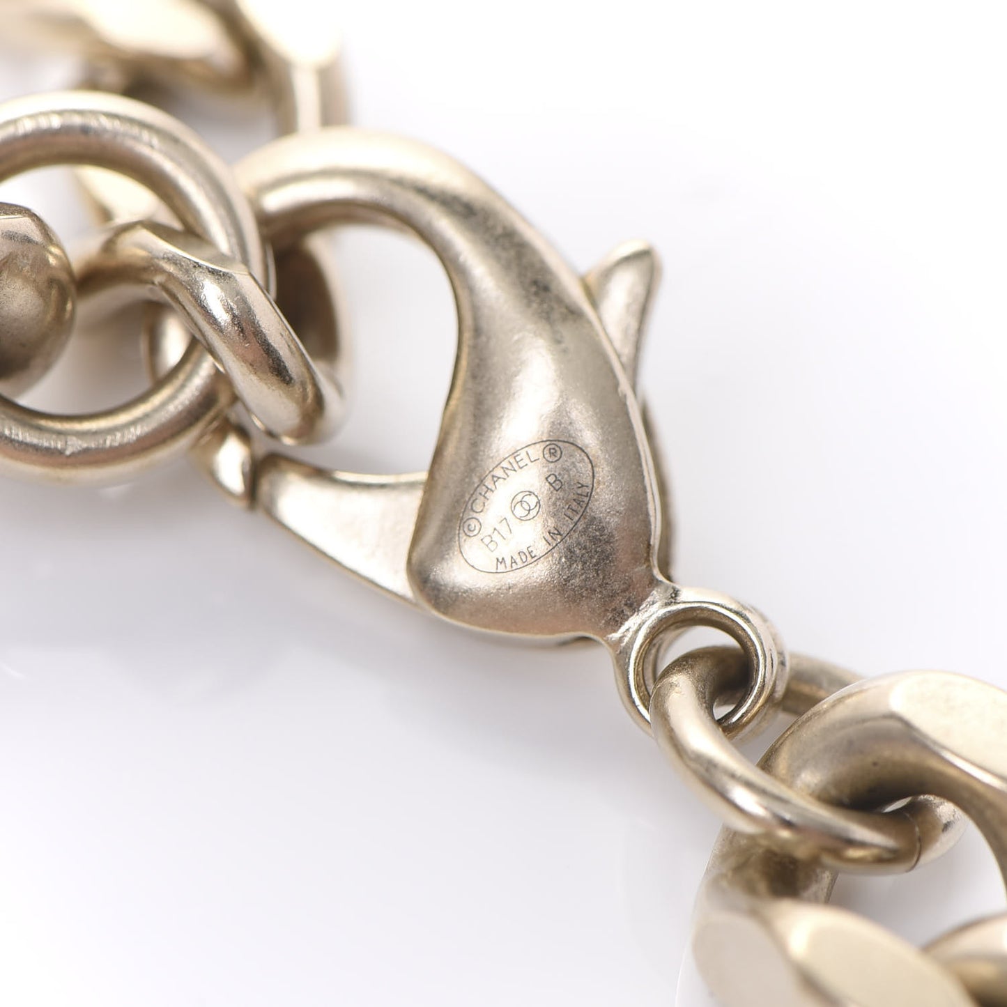 Pearl Chain CC Long Necklace Gold
