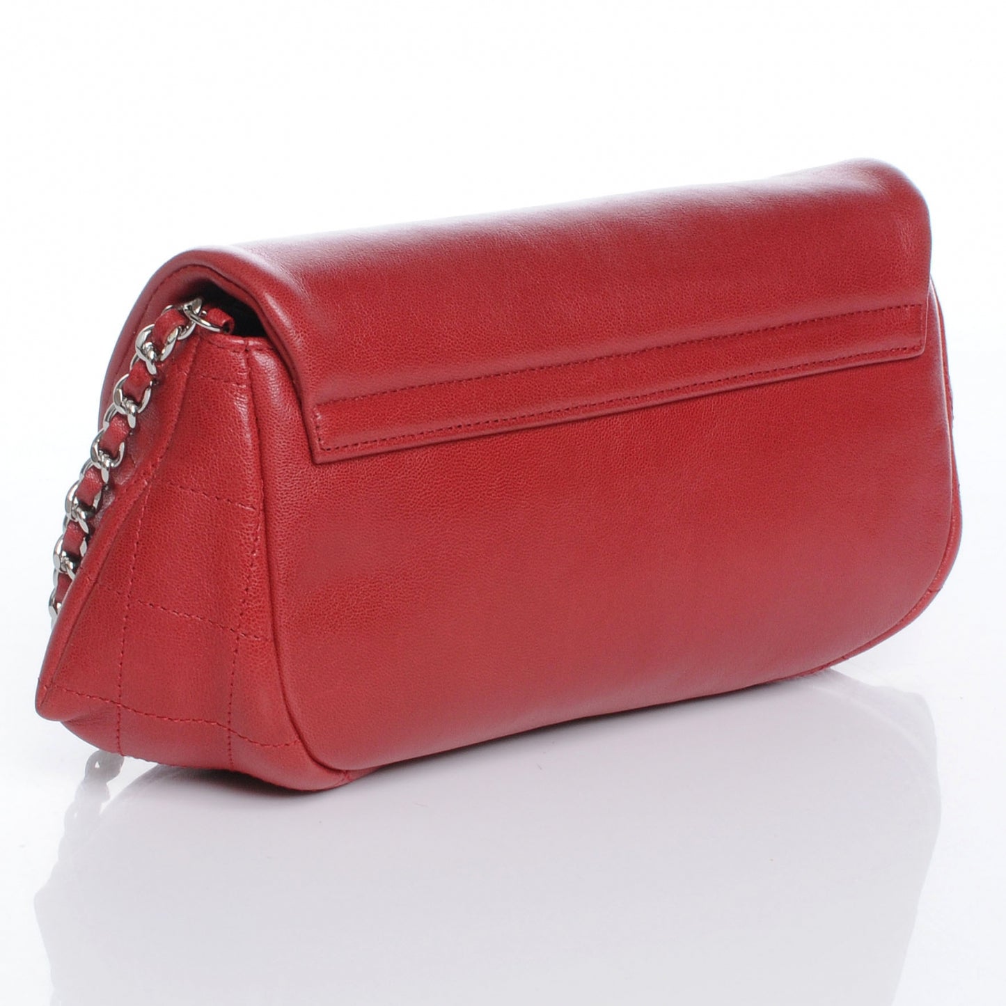 Lambskin Half Moon Wallet On Chain Bag Red