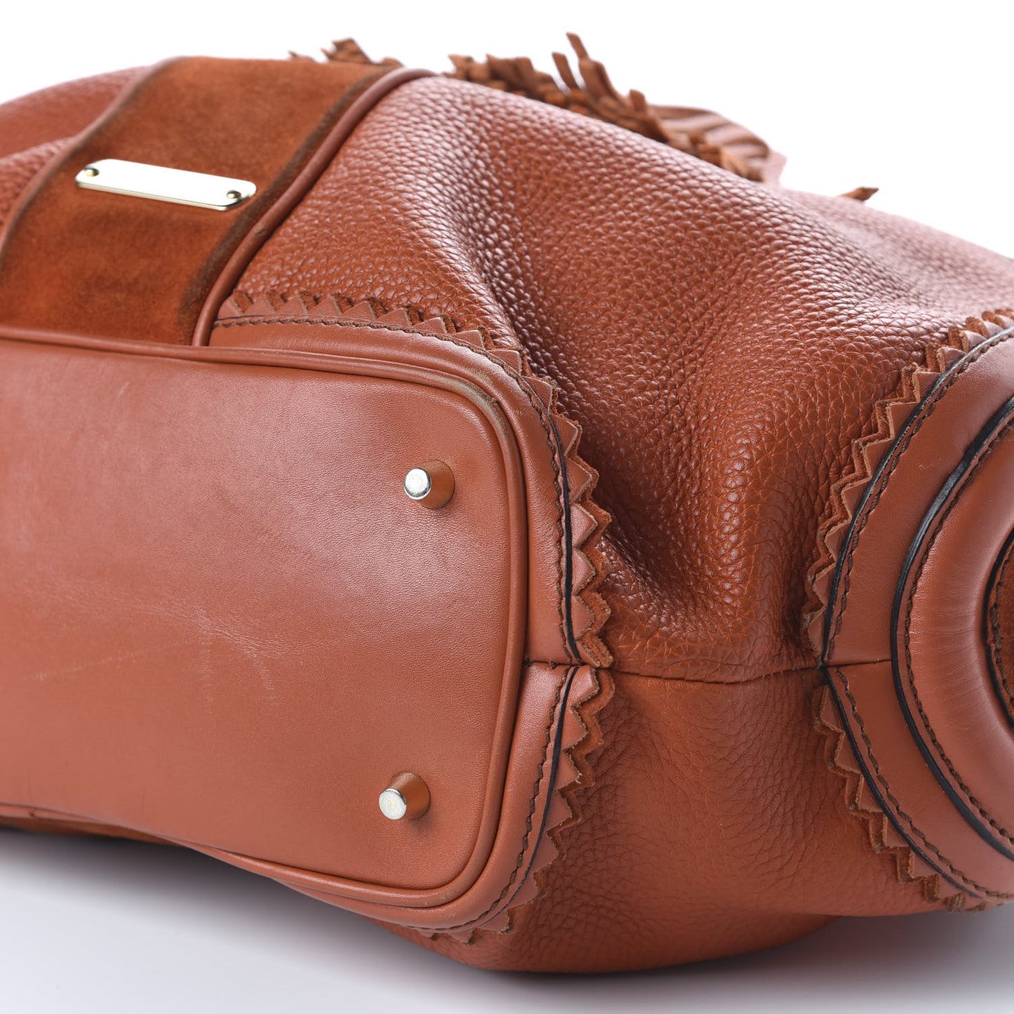 Grainy Calfskin Suede Prorsum Tassel Bowling Bag Orange